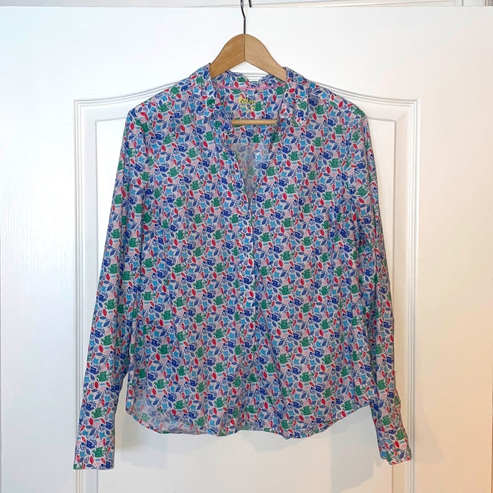 Floral and bird print Boden button down shirt